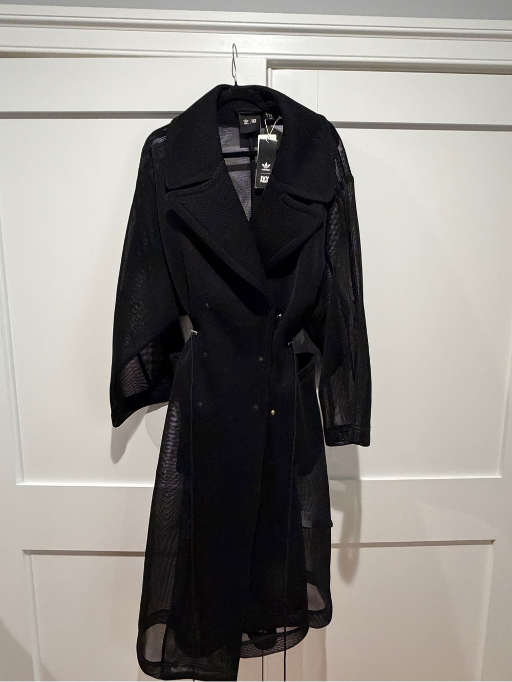 IVY PARK Black Mesh-Panel Trench Coat